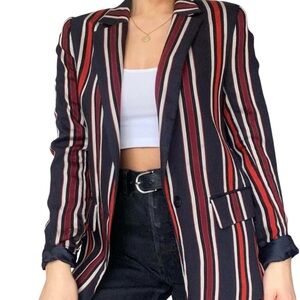 H&M Red Blue White Striped Blazer size 8